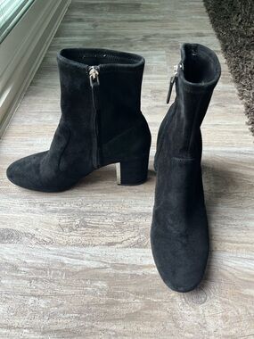 Tory Burch Black Suede Mid-Heel Ankle Boots